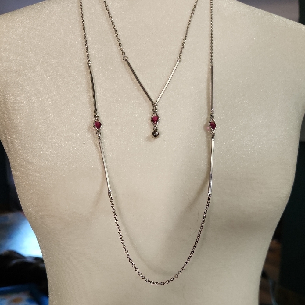 Sarah Coventry Silver and Pink Necklace Timeless Elegance